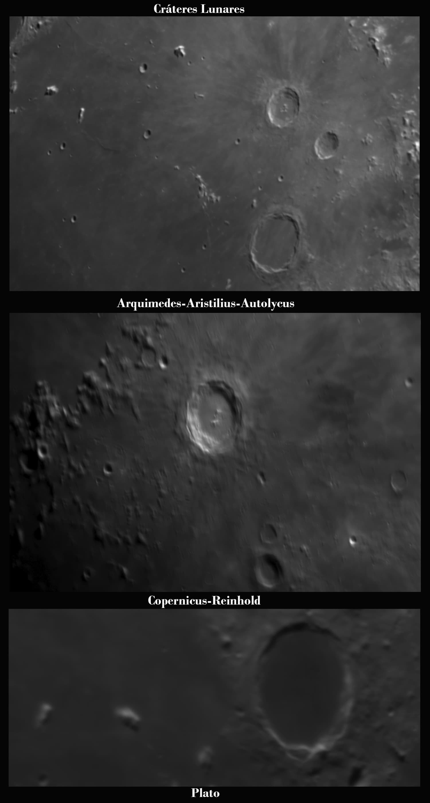 Paisajes lunares. cráteres