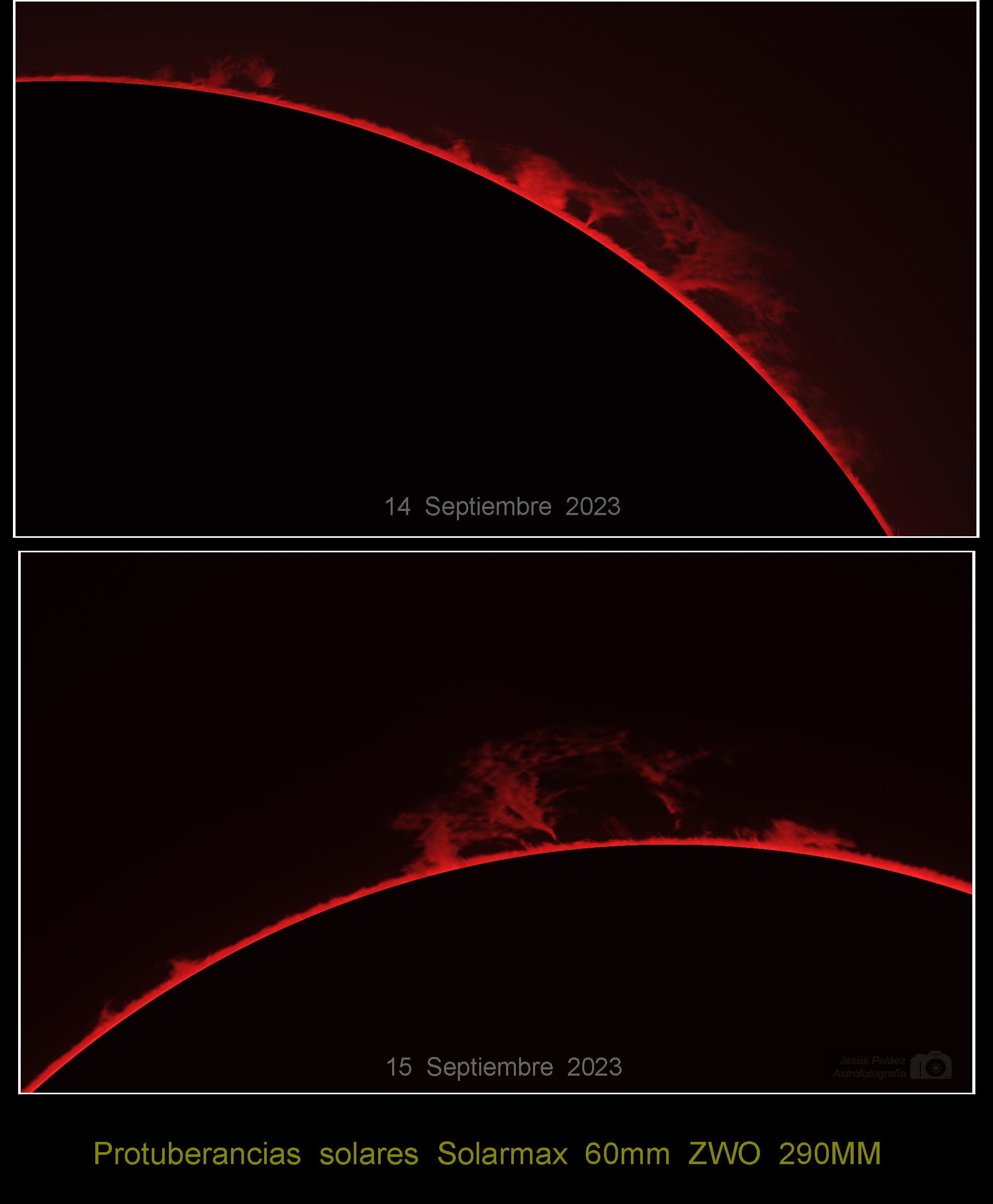 Protuberancias solares, 14 y 15 de septiembre