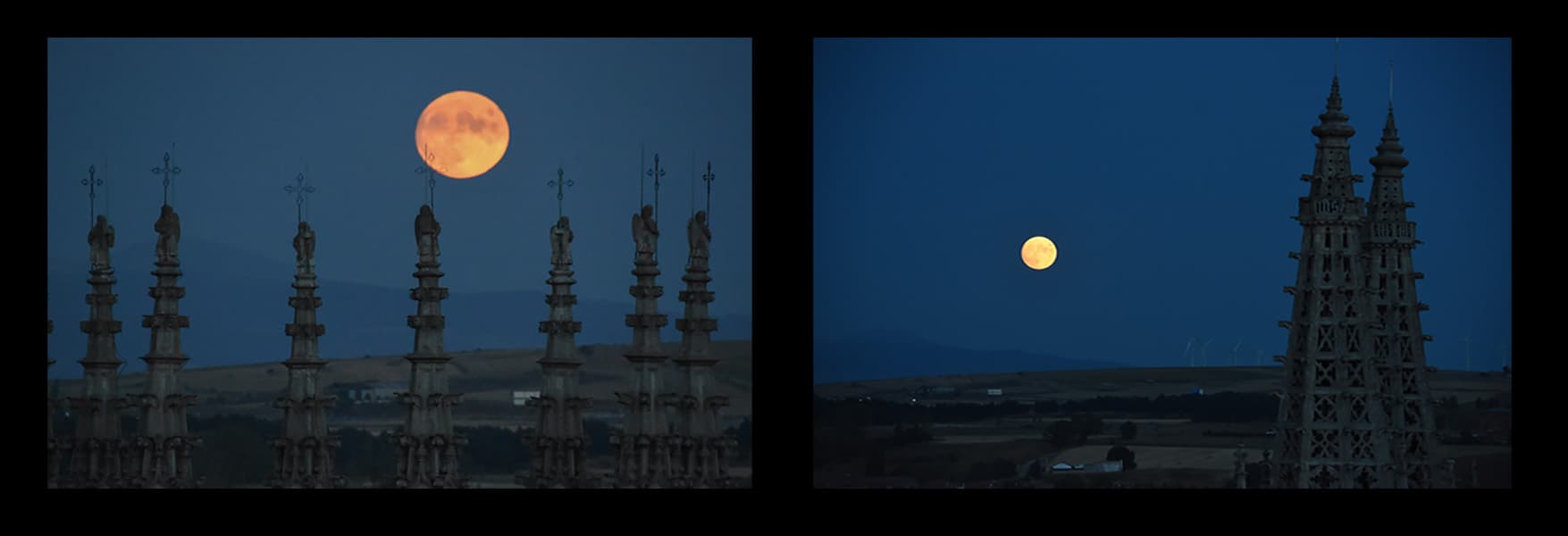Salida de la Luna tras la Catedral de Burgos